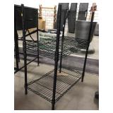 Metal Black Rack w/3 shelves, Approx 13x23x30in