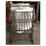 Vtg Bamboo and Rattan Folding Magazine Rack,