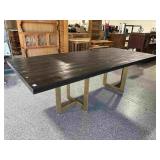 Approx. 7ft Long Wood Table with Metal Base - No