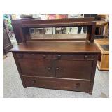 Antique Mission Low Buffet Server with Mirror