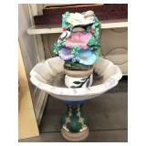 Composite Patio Birdbath , Flower themed, heavy,