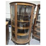 Antique Curved Glass Curio Cabinet with Key - all