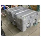 Grey hard plastic travel case, approx 36x26x15in