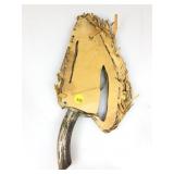 Large Custom Antler Handle Knife with Deer Suede