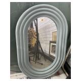 Oval Green Framed mirror, approx 35x24in