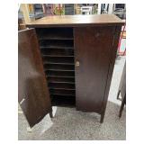 Vintage Sheet Music/Record Oak Cabinet with Doors
