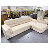 Cream Leather 8ft Sofa with Lounger and Chair -