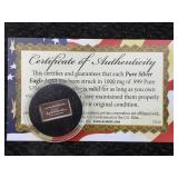 1g - .999 Fine Silver Bar W/certificate