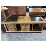 Marble Top Side/Coffee Table with Sliding Doors -