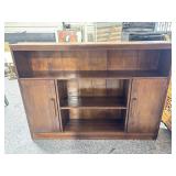 Vtg Wood Bookshelf with Doors - 3ft tall -