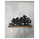 A rustic black metal farm, silhouette tabletop
