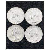 4 Silver 1964 Us Quarters