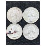 4 Silver 1964 Us Quarters