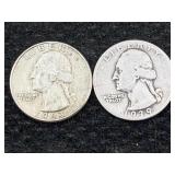 2 Silver Quarters Pre 1964