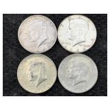 4-90% Silver 1964 Kennedy Half Dollars