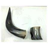 Viking style drinking horn with a matching