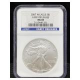 2007 1 Oz .999 Silver Eagle Round Ngc Ms69 Early