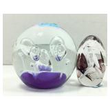 2 fancy glass paper weights