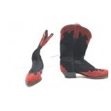 Brand new pair of ladies, black and red suede