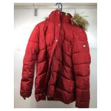 A, Tommy Hilfiger, XL, ladies, red puffer jacket.