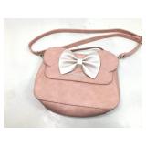 Pink leather, Minnie, Mouse purse with silver bow