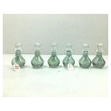 Six matching small oil and vinegar type