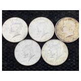 5-90% Silver 1964 Kennedy Half Dollars