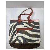 A vintage Dooney and Bourke, zebra print tote bag