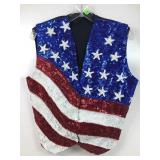 Sequined USA Flag Vest. Est. Sz Mens Large,