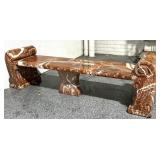 Hand Carved Italian Marble Bench - 4pcs - Solid