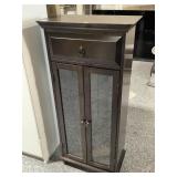 Small Wood and Glass Shelf Cabinet with Drawer -