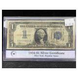 1934 $1 Silver Certificate, Blue Seal, Pcs In Case