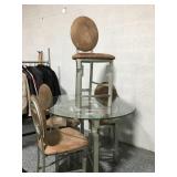 Glass top Pub Table with 4 Chairs - Metal Frame -