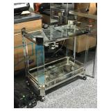 Rolling Chrome and Mirrored Tea Cart Item 127