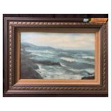 Vintage oil painting on canvas depicting a