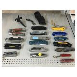 Collection of pocket knives, Box cutters and more