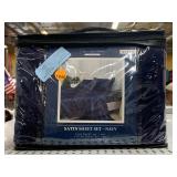 NIP Queen Satin Sheet Set - Navy