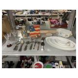 Silver-plated flatware, crystal ware, platter set
