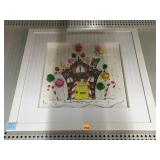 Mixed media ginger house print w/rhinestones and