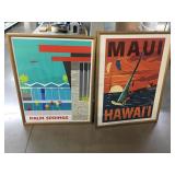 2 large prints in frame, Maui Hawaiï¿½i & Palm