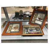 Nautical themed shadow boxes, approx 22x19in
