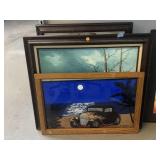 Collection of framed painting in canvas, approx