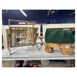 Wood Wagon table lamp & magazine holder, approx