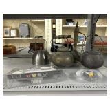 Metal teapot collection w/singer Button Magic &