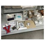 High school cups, letters, books, Lenox frame and