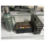 Metal Ammo can w/Metal String box & Stanley