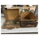 Vtg Chime Clock Solid wood crate and organizer,