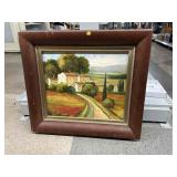 Signed Painting in canvas framed, approx 34x30in
