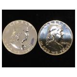 2- 1960 Franklin half dollars, BU Proofs