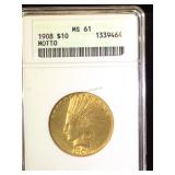 1908 ANACS MS61 $10 GOLD INDIAN HEAD COIN